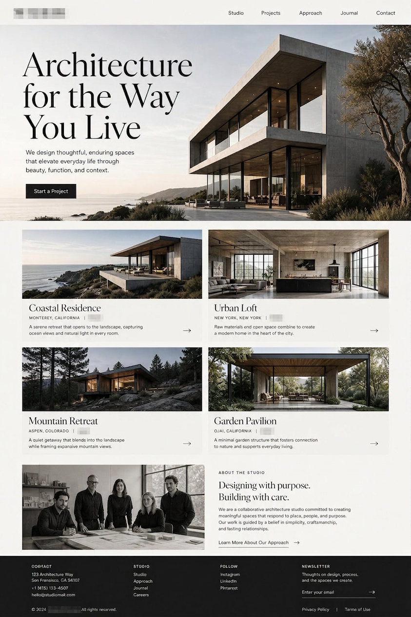 Architecture landing page
