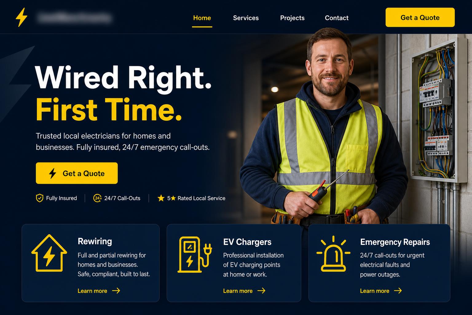 Trade services landing page