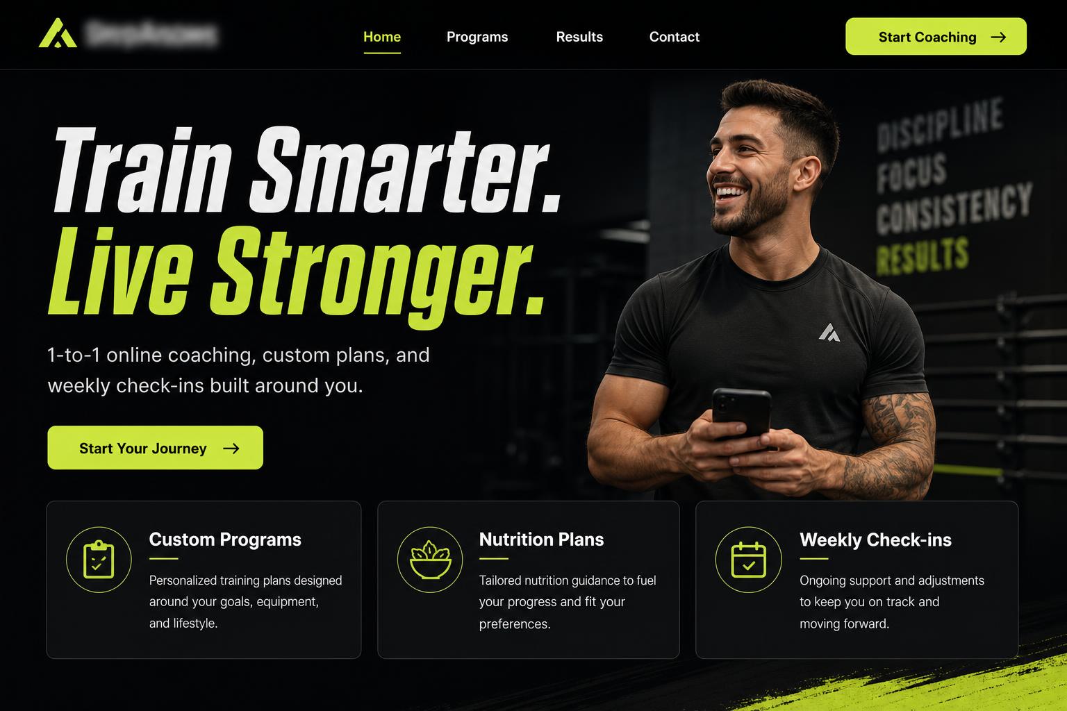 Fitness studio landing page